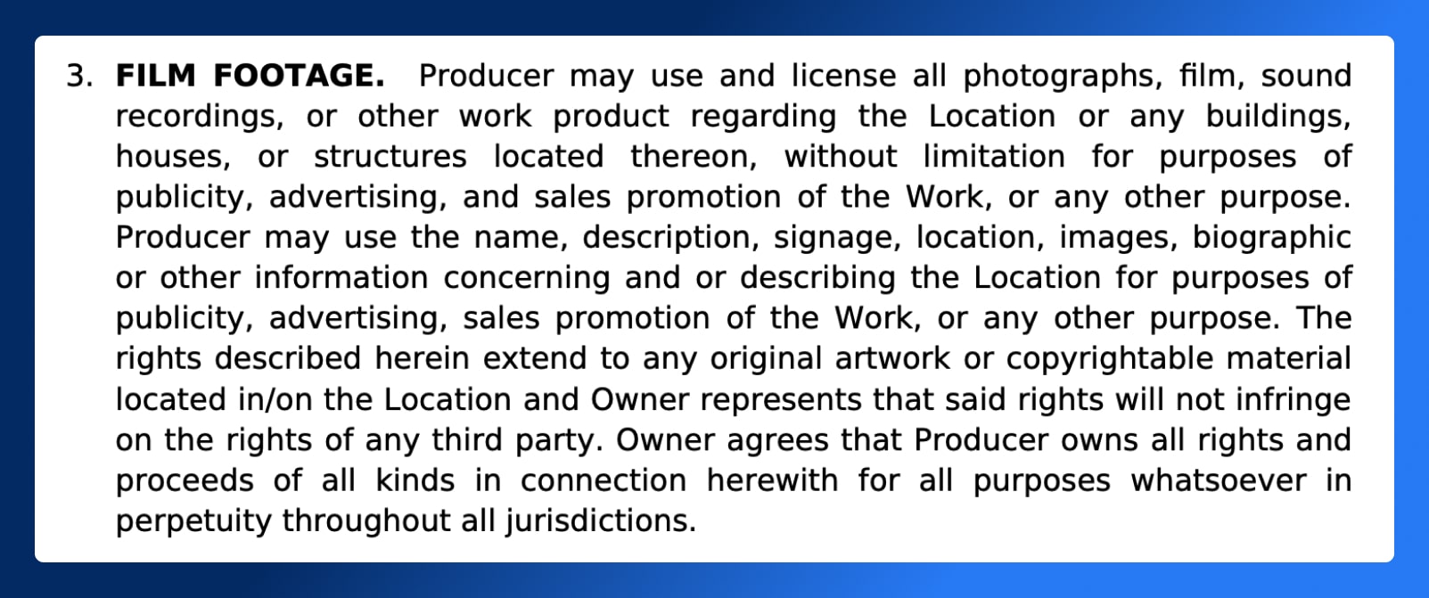 Location Release Form - Film Footage Section - Wrapbook