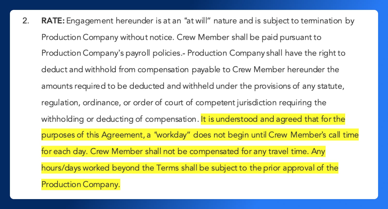Crew Deal Memo - Availability - Wrapbook